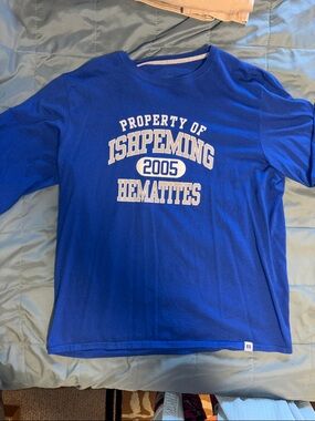 Russell Athletic Royal Blue Long Sleeve Tee with White Print